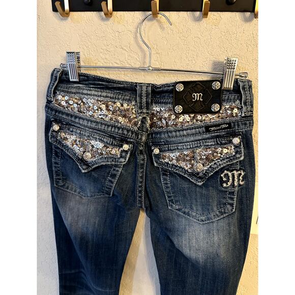 Y2K Deadstock Long Miss Me Embellished Bootcut Jeans – Size 28 (Fits 26/27) - Picture 4 of 5